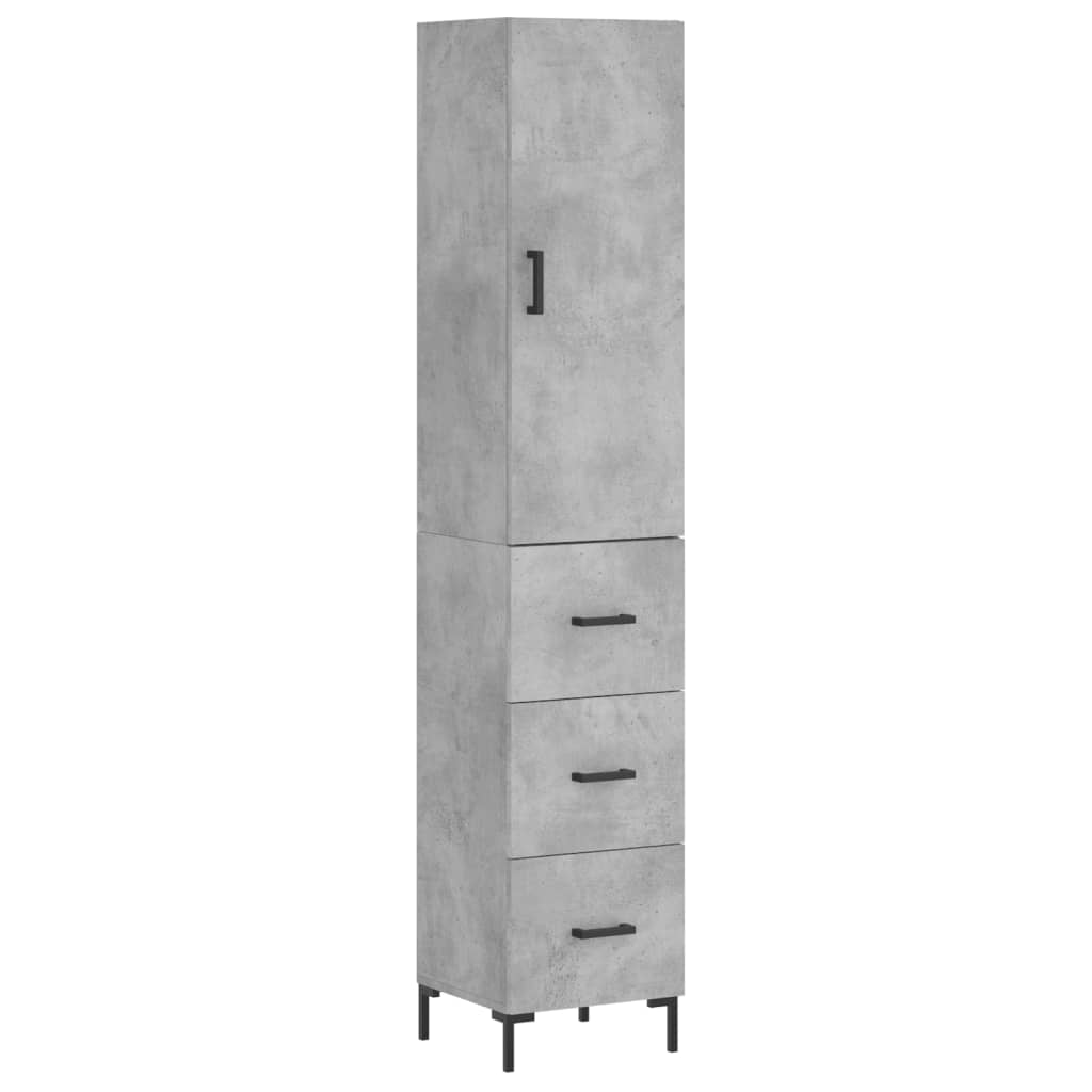 vidaXL Highboard Concrete Grey 34,5x34x180 cm Engineered Wood