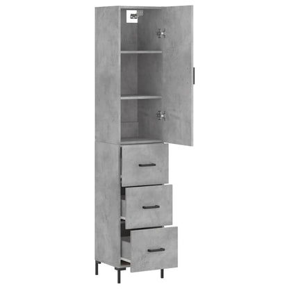 vidaXL Highboard Concrete Grey 34,5x34x180 cm Engineered Wood