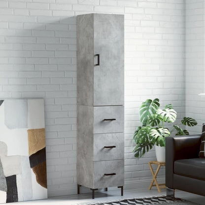 vidaXL Highboard Concrete Grey 34,5x34x180 cm Engineered Wood