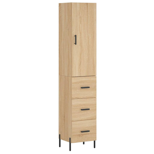 vidaXL Highboard Sonoma Oak 34.5x34x180 cm Engineered Wood