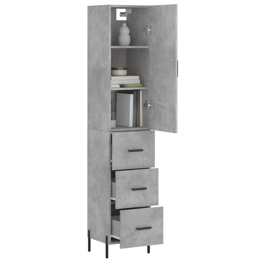 vidaXL Highboard Concrete Grey 34,5x34x180 cm Engineered Wood
