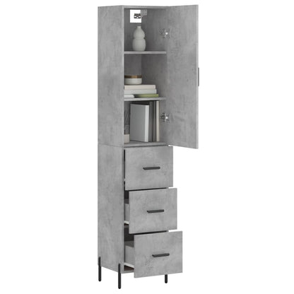vidaXL Highboard Concrete Grey 34,5x34x180 cm Engineered Wood