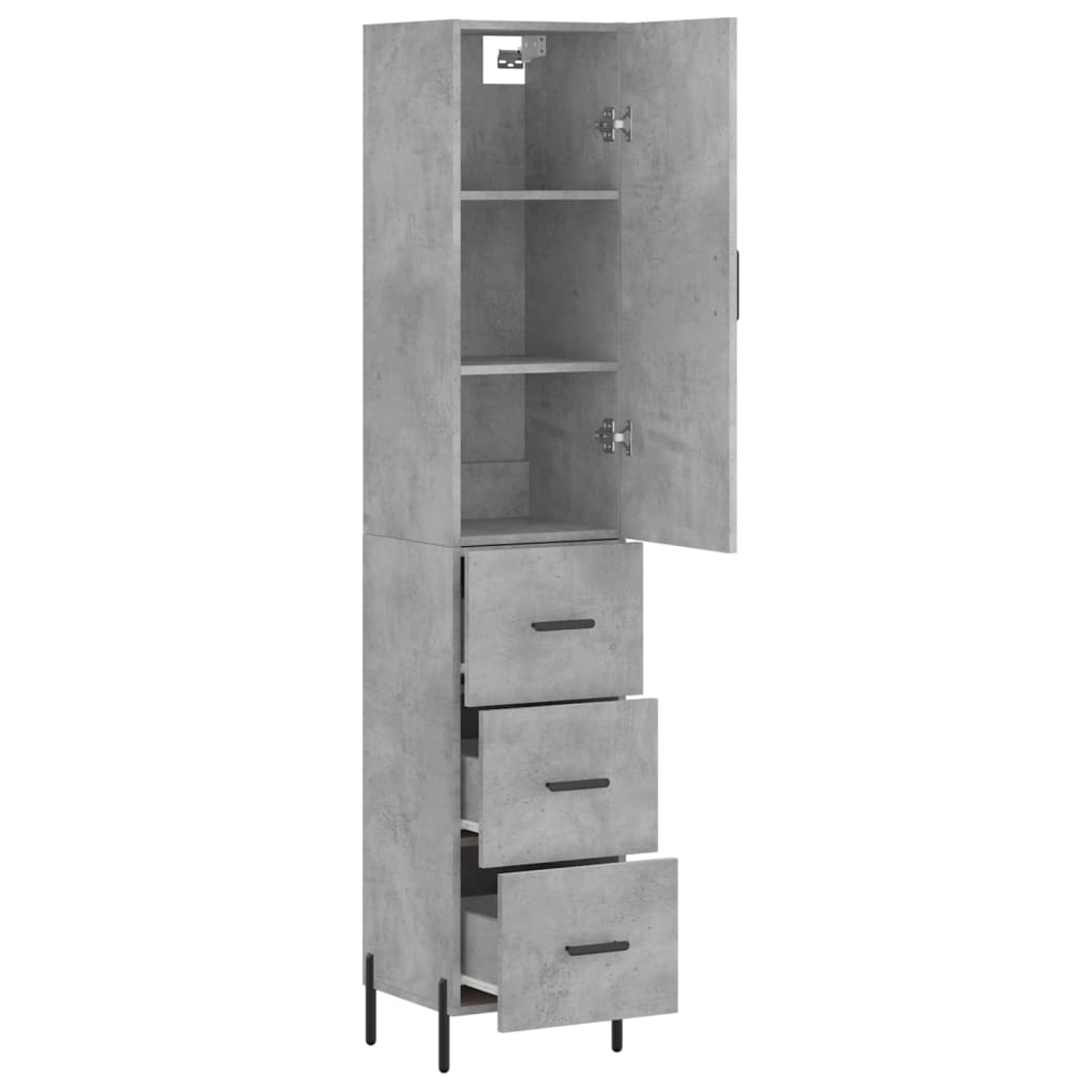 vidaXL Highboard Concrete Grey 34,5x34x180 cm Engineered Wood