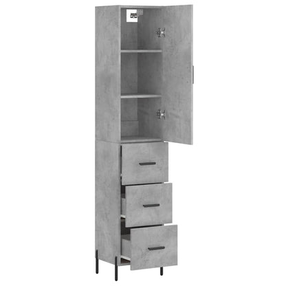 vidaXL Highboard Concrete Grey 34,5x34x180 cm Engineered Wood
