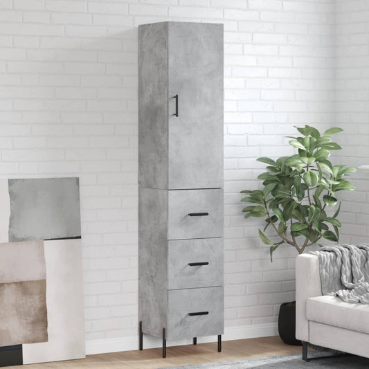 vidaXL Highboard Concrete Grey 34.5x34x180 cm Engineered Wood