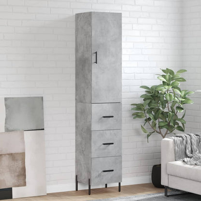 vidaXL Highboard Concrete Grey 34,5x34x180 cm Engineered Wood
