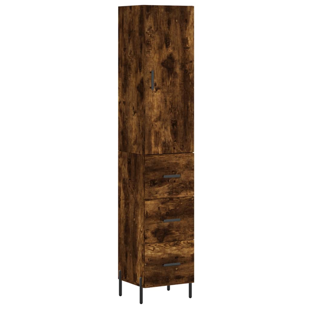 vidaXL Highboard Smoked Oak 34,5x34x180 cm Engineered Wood