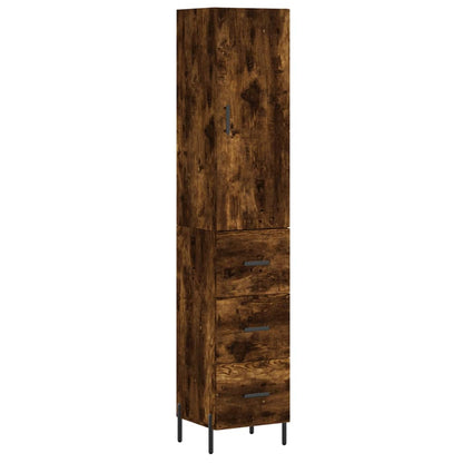 vidaXL Highboard Smoked Oak 34,5x34x180 cm Engineered Wood