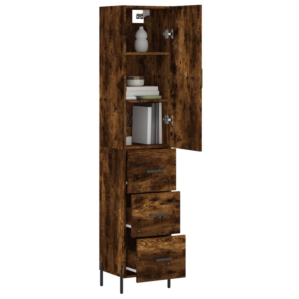 vidaXL Highboard Smoked Oak 34,5x34x180 cm Engineered Wood