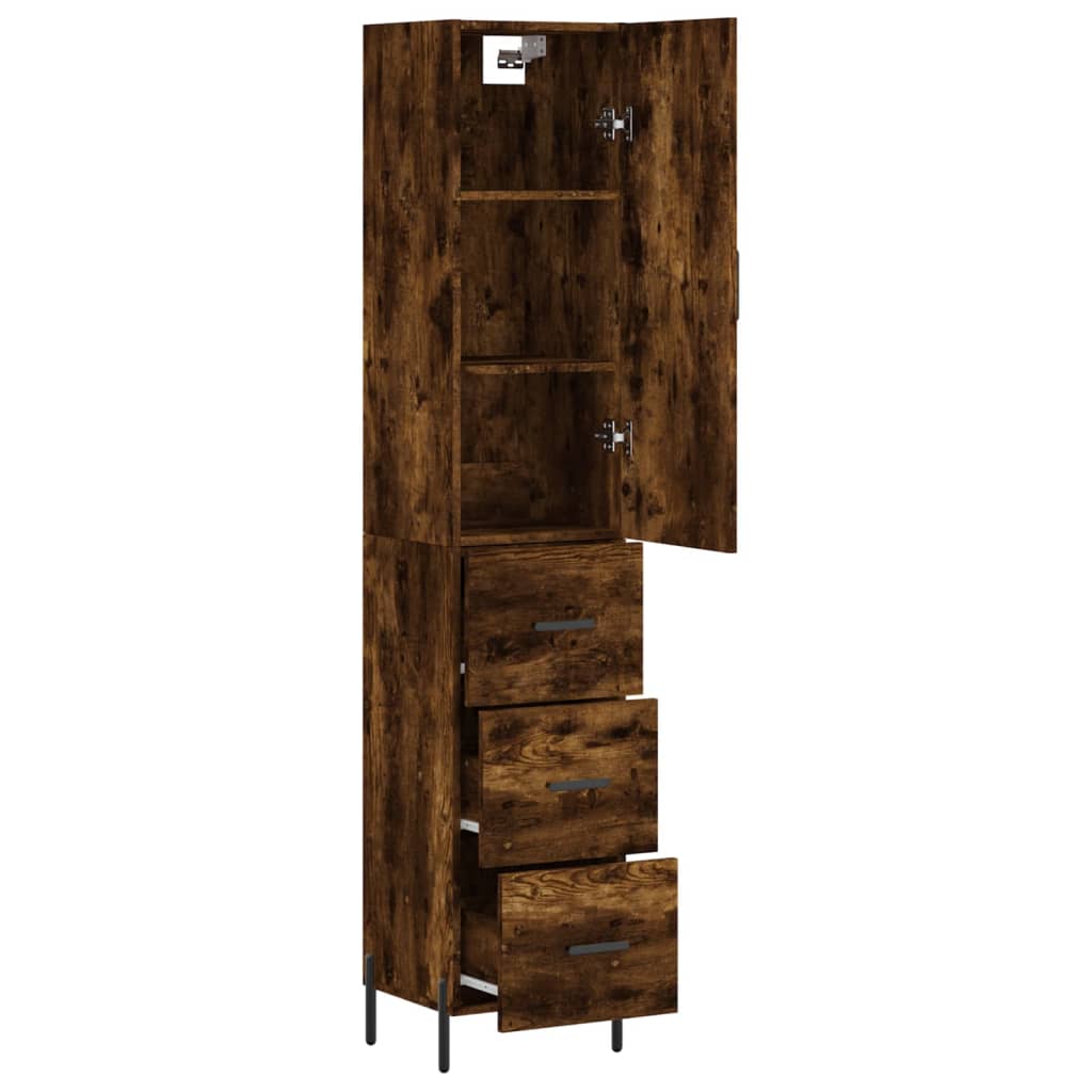 vidaXL Highboard Smoked Oak 34,5x34x180 cm Engineered Wood