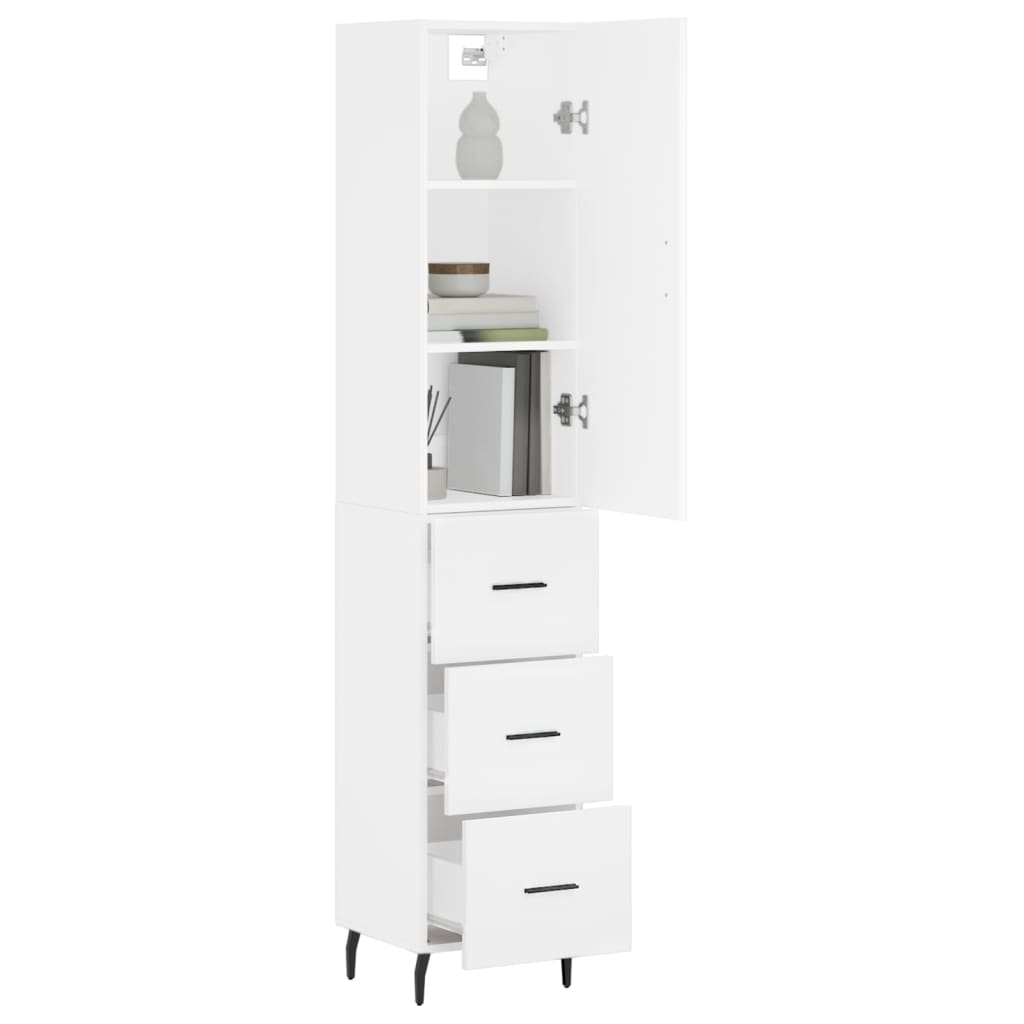 vidaXL Highboard White 34.5x34x180 cm Engineered Wood