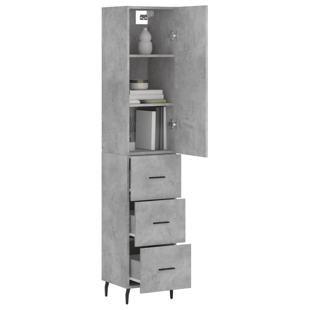 vidaXL Highboard Concrete Grey 34,5x34x180 cm Engineered Wood