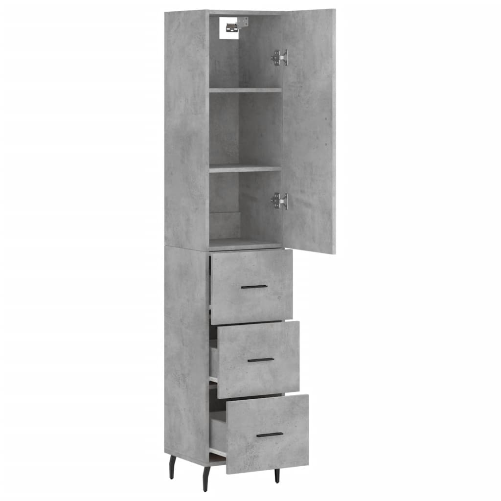 vidaXL Highboard Concrete Grey 34,5x34x180 cm Engineered Wood