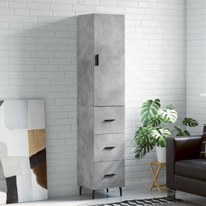 vidaXL Highboard Concrete Grey 34,5x34x180 cm Engineered Wood