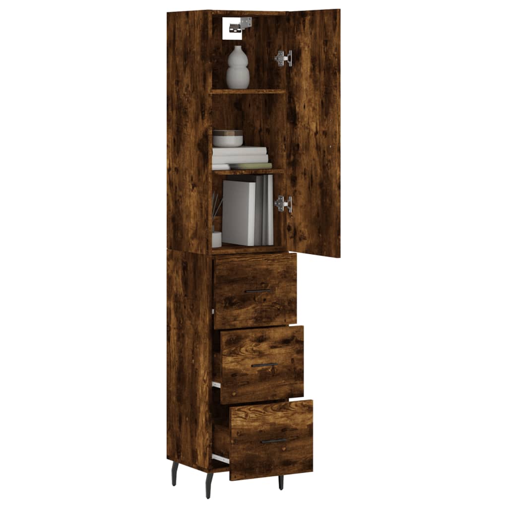 vidaXL Highboard Smoked Oak 34,5x34x180 cm Engineered Wood