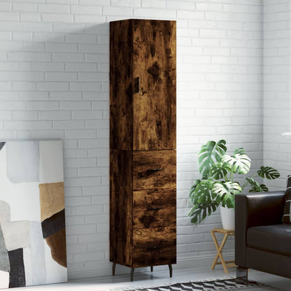 vidaXL Highboard Smoked Oak 34,5x34x180 cm Engineered Wood
