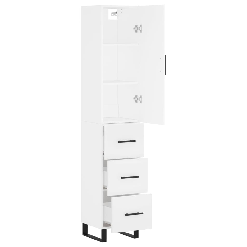 vidaXL Highboard White 34,5x34x180 cm Engineered Wood