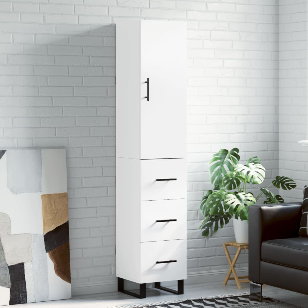 vidaXL Highboard White 34.5x34x180 cm Engineered Wood