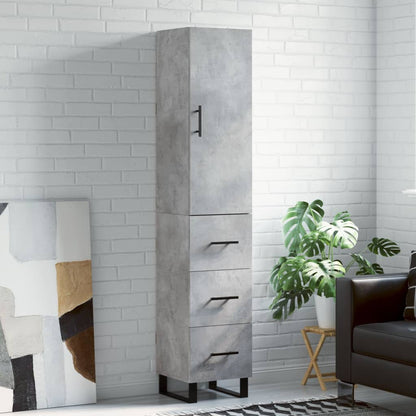 vidaXL Highboard Concrete Grey 34,5x34x180 cm Engineered Wood