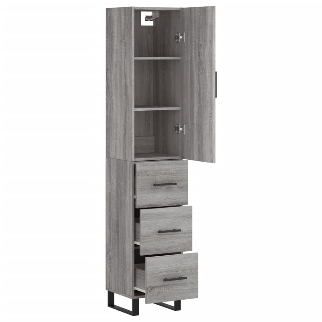 vidaXL Highboard Grey Sonoma 34,5x34x180 cm Engineered Wood