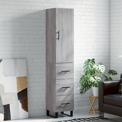 vidaXL Highboard Grey Sonoma 34,5x34x180 cm Engineered Wood