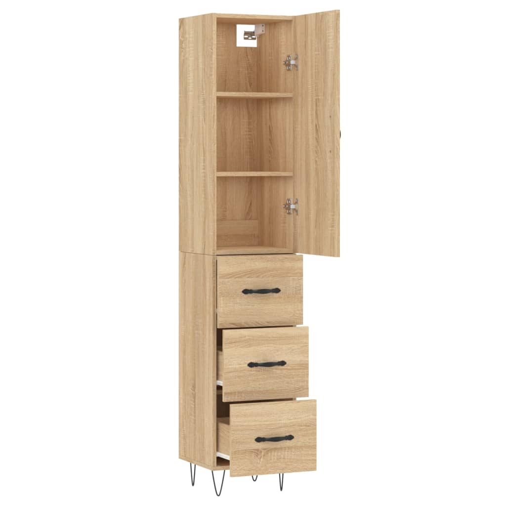 vidaXL Highboard Sonoma Oak 34.5x34x180 cm Engineered Wood