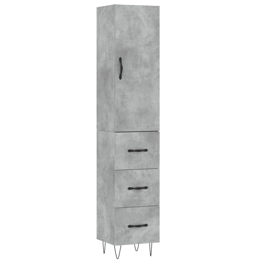vidaXL Highboard Concrete Grey 34,5x34x180 cm Engineered Wood