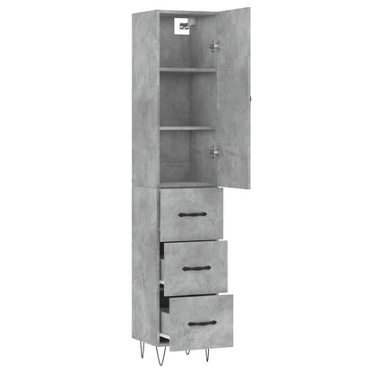 vidaXL Highboard Concrete Grey 34,5x34x180 cm Engineered Wood