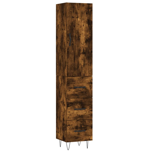 vidaXL Highboard Smoked Oak 34.5x34x180 cm Engineered Wood