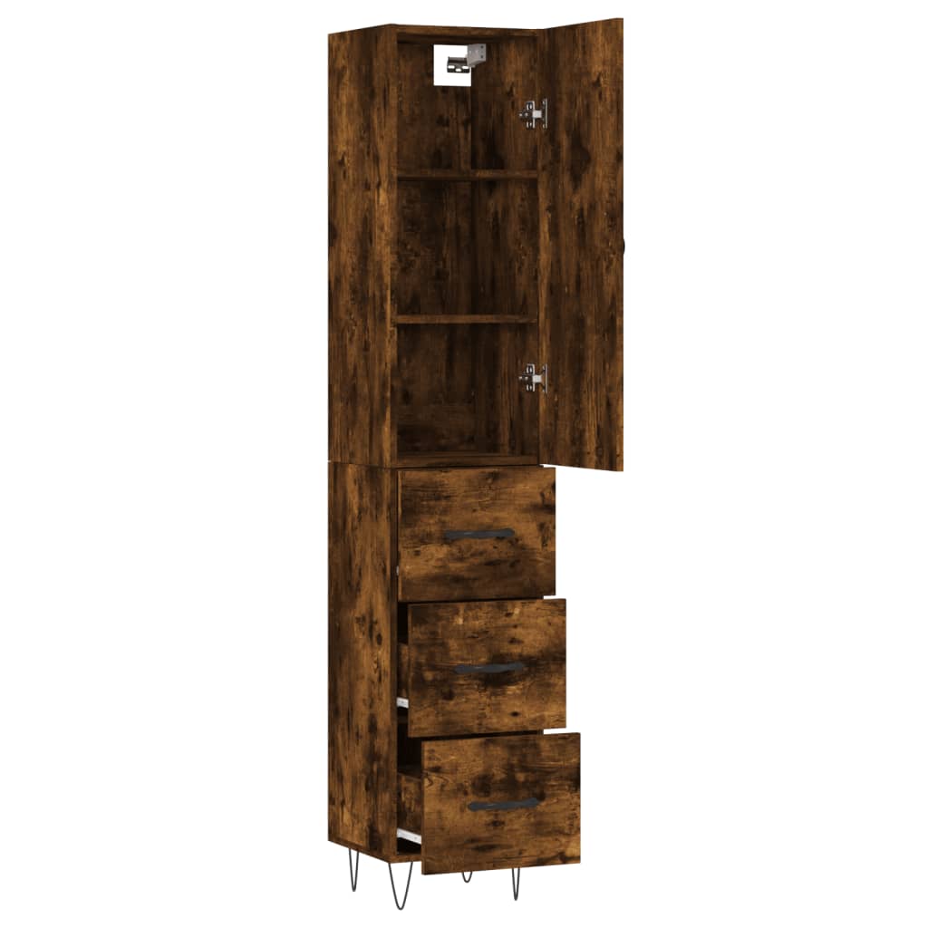 vidaXL Highboard Smoked Oak 34.5x34x180 cm Engineered Wood