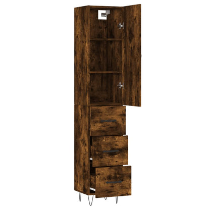 vidaXL Highboard Smoked Oak 34.5x34x180 cm Engineered Wood