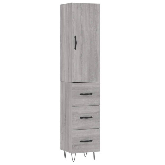 vidaXL Highboard Grey Sonoma 34.5x34x180 cm Engineered Wood