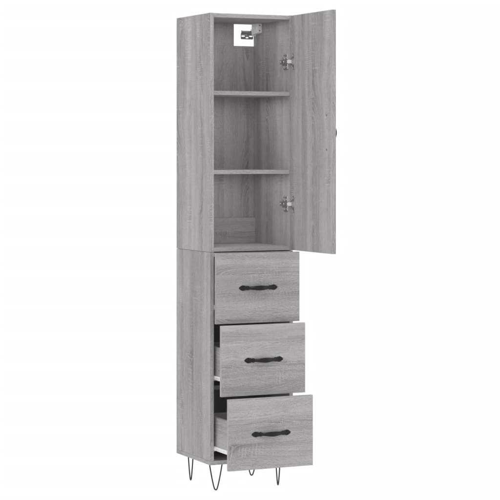 vidaXL Highboard Grey Sonoma 34,5x34x180 cm Engineered Wood