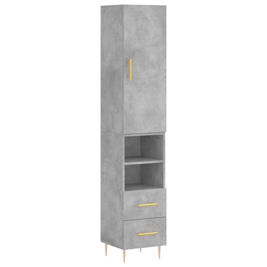 vidaXL Highboard Concrete Grey 34,5x34x180 cm Engineered Wood