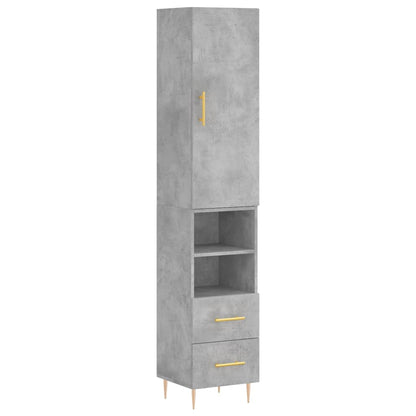 vidaXL Highboard Concrete Grey 34,5x34x180 cm Engineered Wood