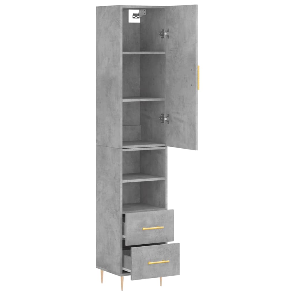 vidaXL Highboard Concrete Grey 34,5x34x180 cm Engineered Wood