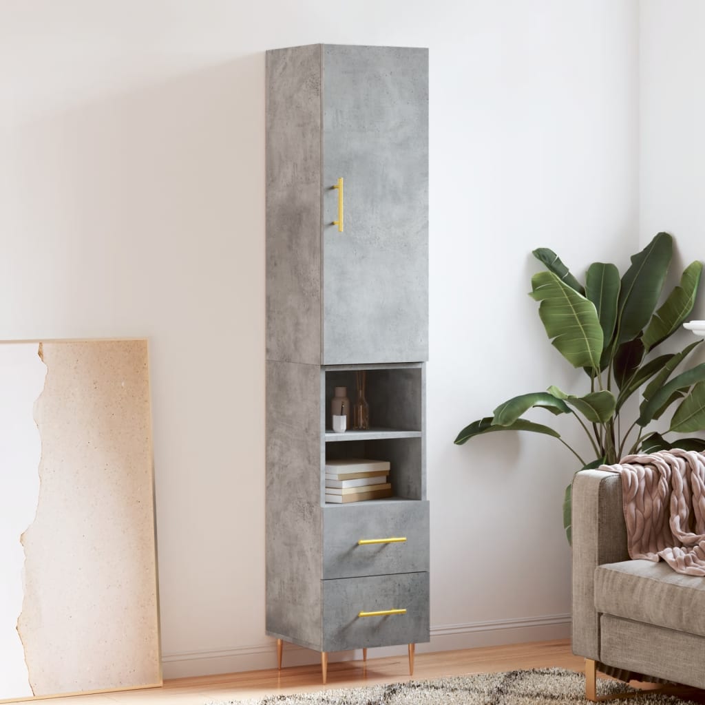 vidaXL Highboard Concrete Grey 34,5x34x180 cm Engineered Wood