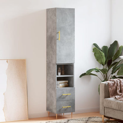 vidaXL Highboard Concrete Grey 34,5x34x180 cm Engineered Wood