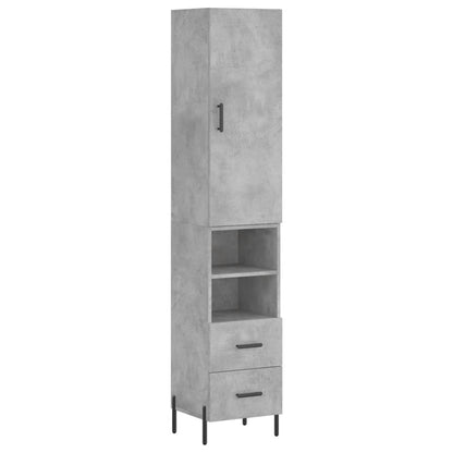 vidaXL Highboard Concrete Grey 34,5x34x180 cm Engineered Wood