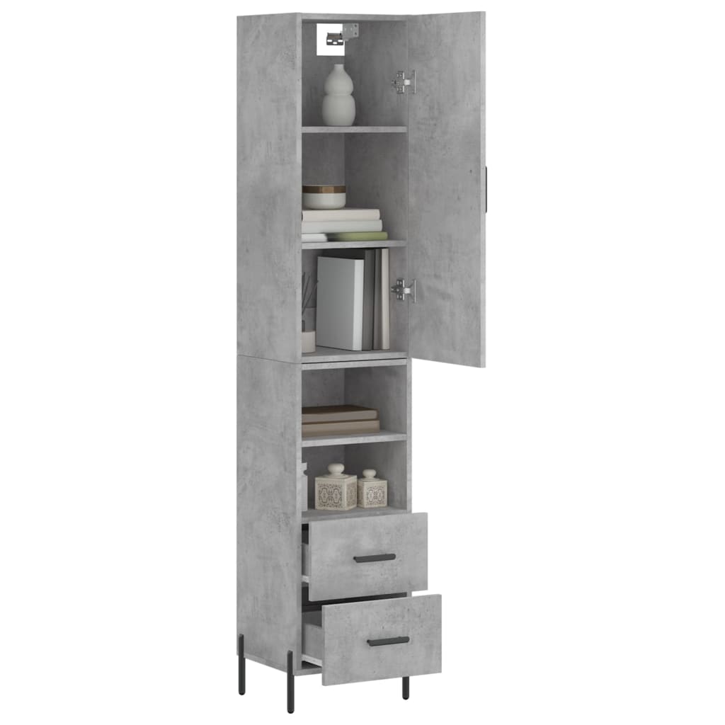 vidaXL Highboard Concrete Grey 34,5x34x180 cm Engineered Wood