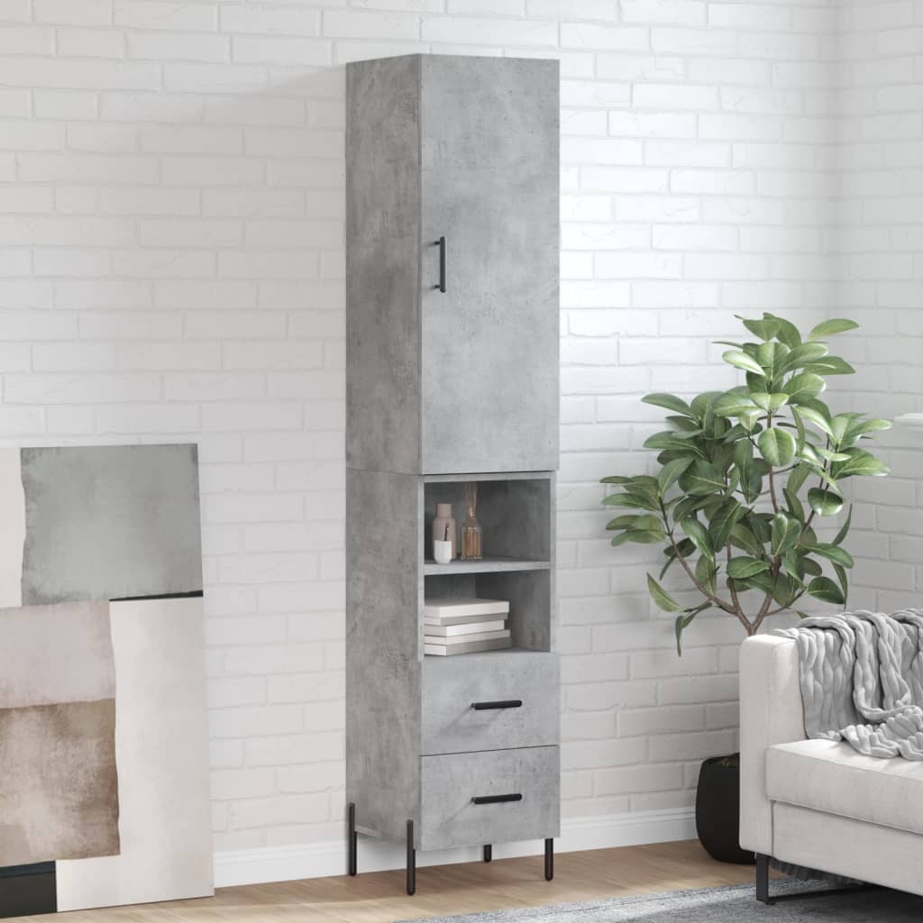 vidaXL Highboard Concrete Grey 34,5x34x180 cm Engineered Wood