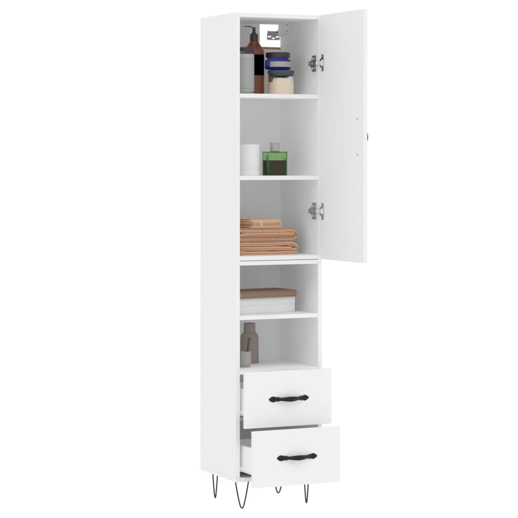vidaXL Highboard White 34.5x34x180 cm Engineered Wood