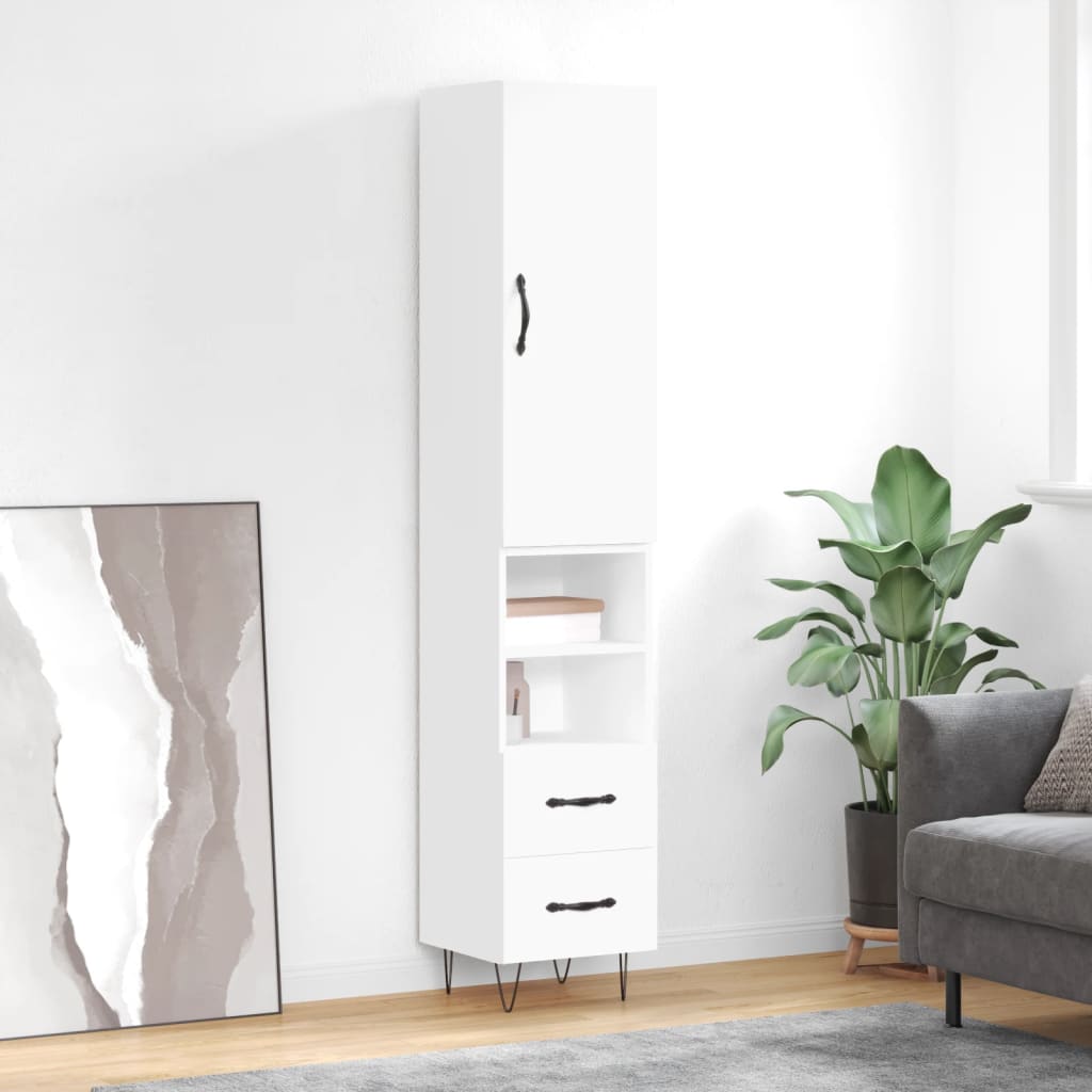 vidaXL Highboard White 34.5x34x180 cm Engineered Wood