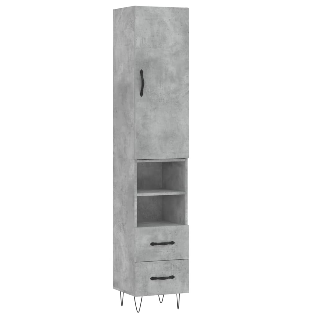 vidaXL Highboard Concrete Grey 34,5x34x180 cm Engineered Wood