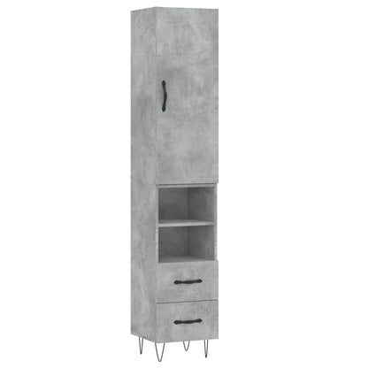 vidaXL Highboard Concrete Grey 34,5x34x180 cm Engineered Wood