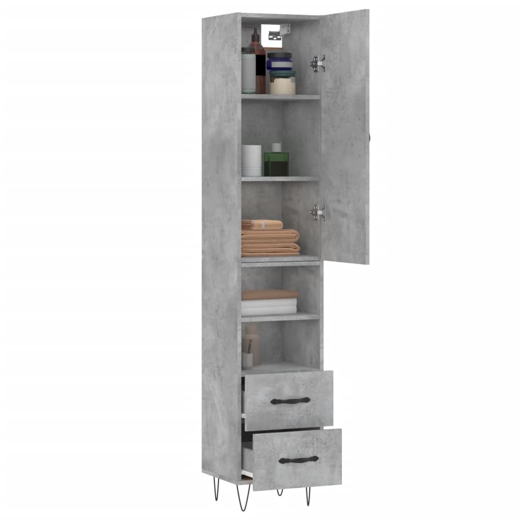 vidaXL Highboard Concrete Grey 34.5x34x180 cm Engineered Wood