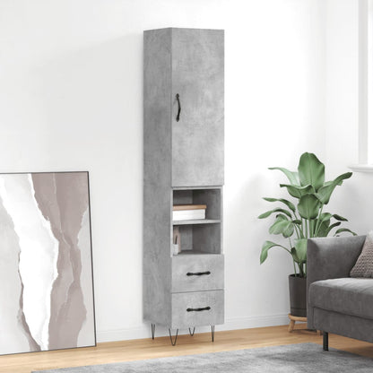vidaXL Highboard Concrete Grey 34.5x34x180 cm Engineered Wood