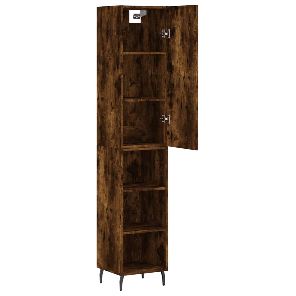 vidaXL Highboard Smoked Oak 34,5x34x180 cm Engineered Wood