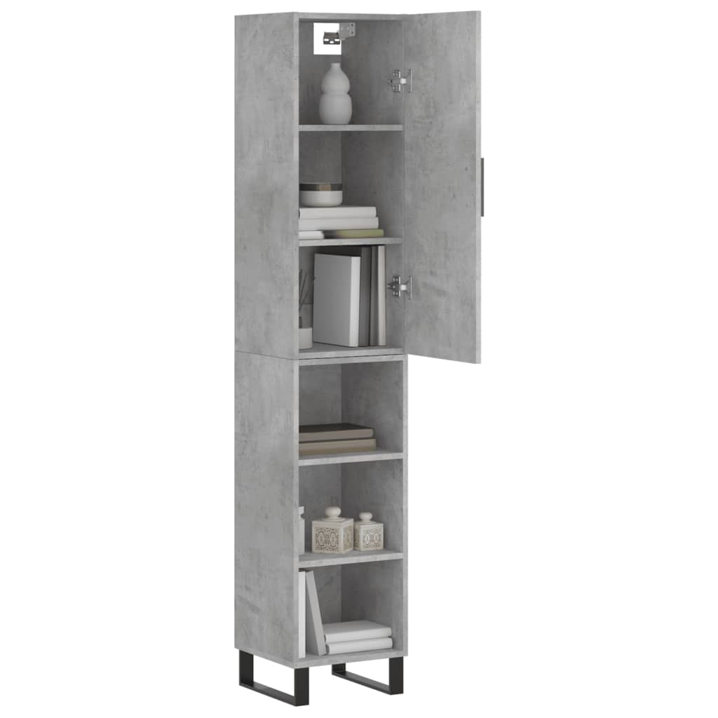 vidaXL Highboard Concrete Grey 34,5x34x180 cm Engineered Wood