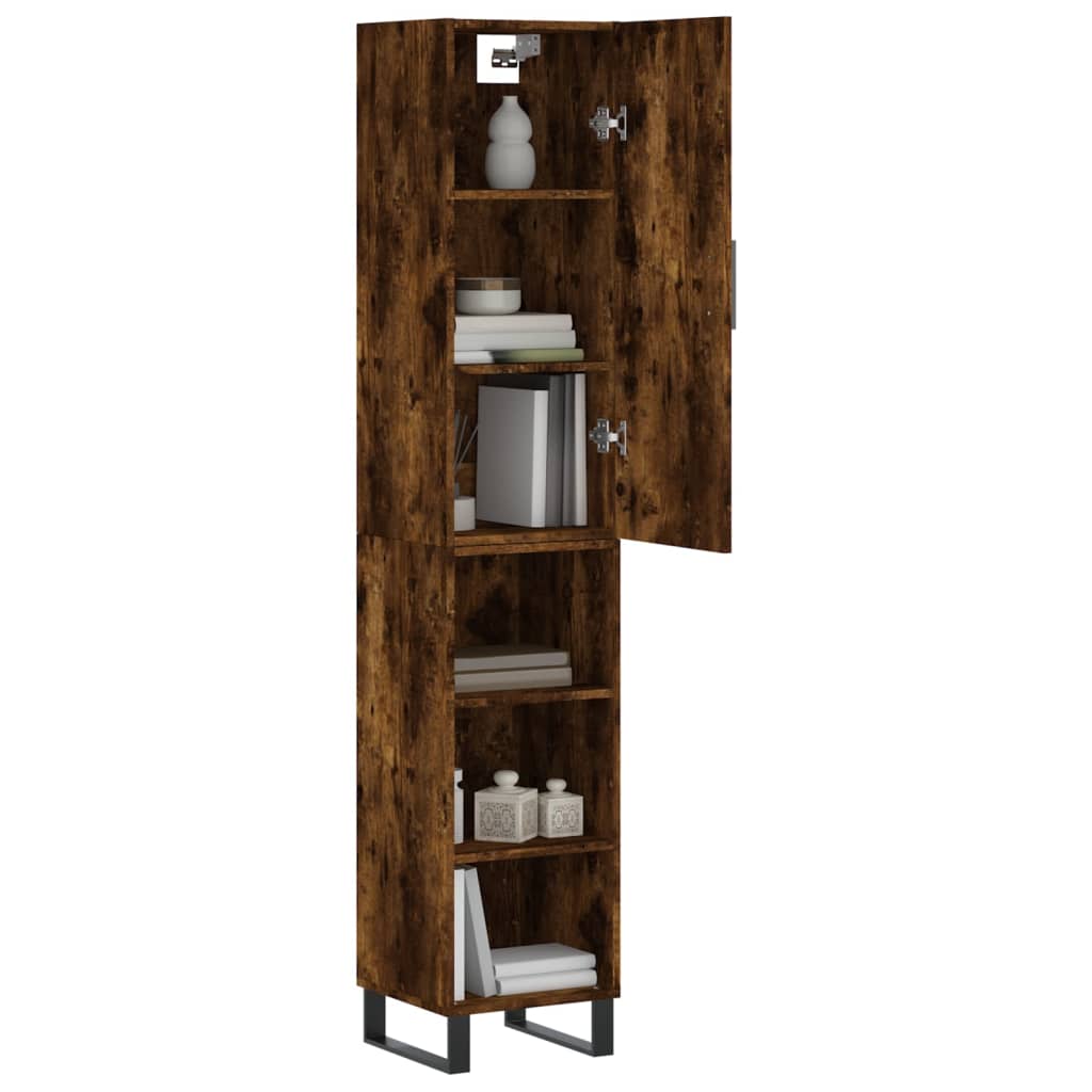 vidaXL Highboard Smoked Oak 34.5x34x180 cm Engineered Wood